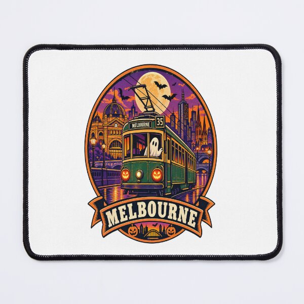 Item preview, Melbourne Halloween Shirt – Vintage Tram Ghost Retro Travel Badge Design designed and sold by Globalcitytees.