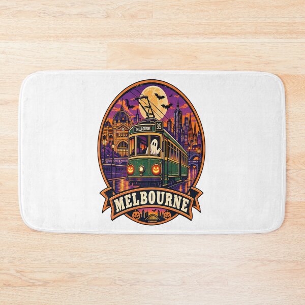 Item preview, Melbourne Halloween Shirt – Vintage Tram Ghost Retro Travel Badge Design designed and sold by Globalcitytees.