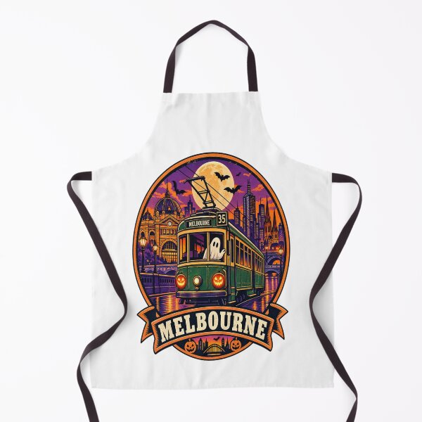 Item preview, Melbourne Halloween Shirt – Vintage Tram Ghost Retro Travel Badge Design designed and sold by Globalcitytees.