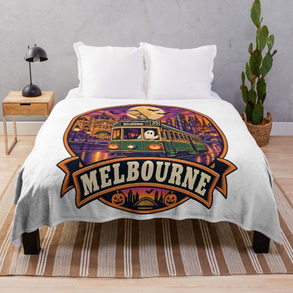 Item preview, Melbourne Halloween Shirt – Vintage Tram Ghost Retro Travel Badge Design designed and sold by Globalcitytees.