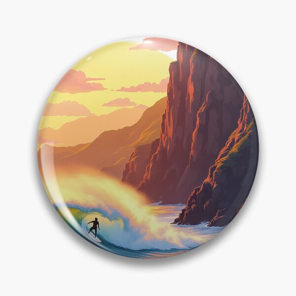 Item preview, Basque Coast Surfer at Golden Hour — Vintage Travel Poster Art designed and sold by DONOSTIADESIGN.