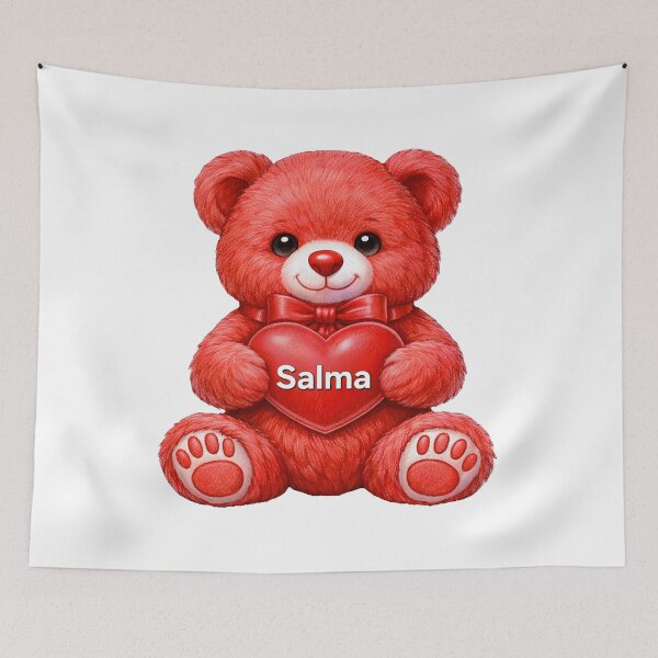 Item preview, Red Cute Teddy Bear with Salma Heart designed and sold by AmirArtisanVibe.