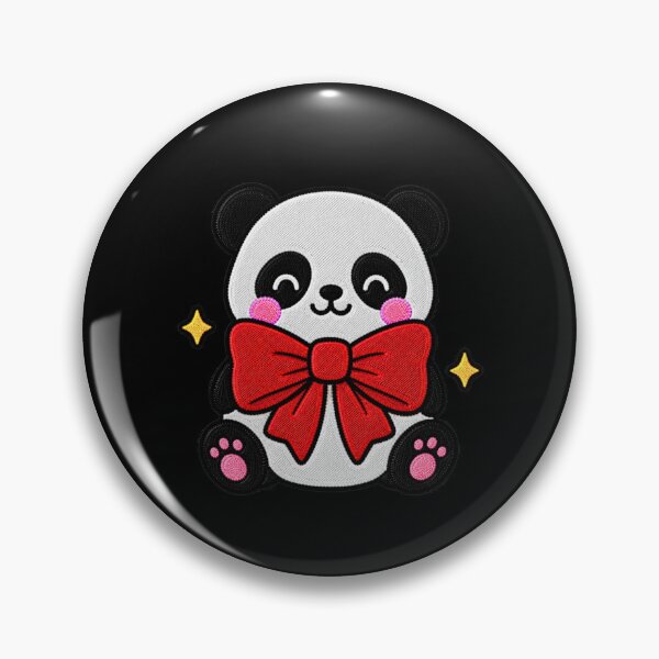 Item preview, Funny Panda Wearing Giant Red Bow Kawaii Embroidery Patch designed and sold by ColorSplash123.