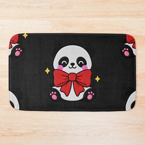 Item preview, Funny Panda Wearing Giant Red Bow Kawaii Embroidery Patch designed and sold by ColorSplash123.