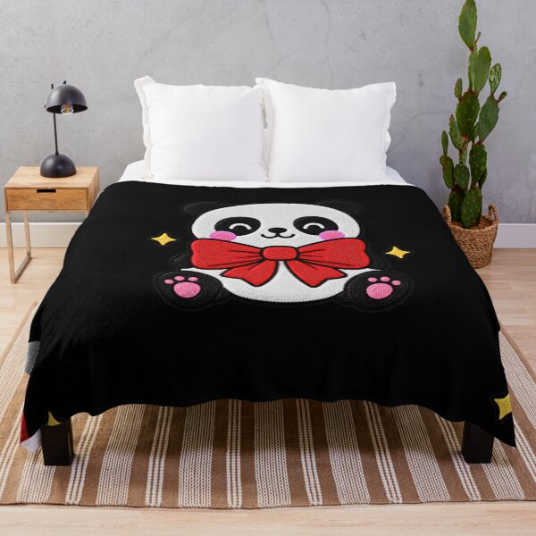 Item preview, Funny Panda Wearing Giant Red Bow Kawaii Embroidery Patch designed and sold by ColorSplash123.