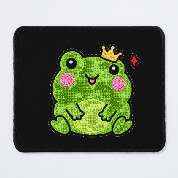 Item preview, Funny Frog Wearing Tiny Crown Kawaii Embroidery Patch designed and sold by ColorSplash123.