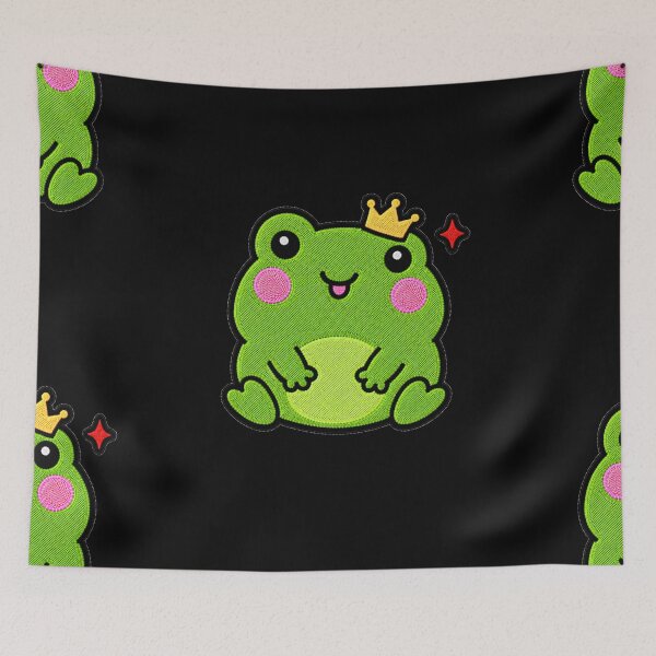Item preview, Funny Frog Wearing Tiny Crown Kawaii Embroidery Patch designed and sold by ColorSplash123.