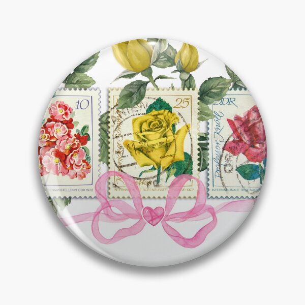 Item preview, Vintage GDR rose stamp collage designed and sold by LLSwiss.