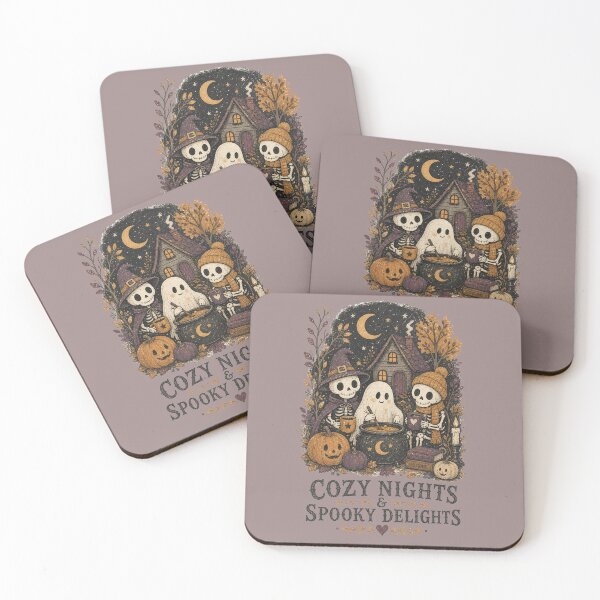 Item preview, Cozy Ghost Friends Autumn Vignette – Folk Art Halloween Scene designed and sold by MOCH- ART.