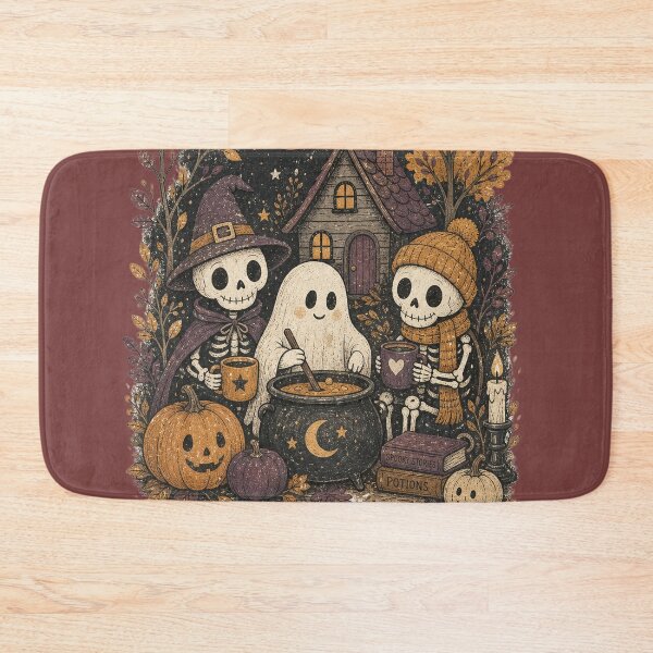 Item preview, Cozy Ghost Friends Autumn Vignette – Folk Art Halloween Scene designed and sold by MOCH- ART.