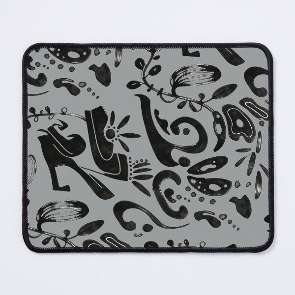 Item preview, Patrón floral folclórico caprichoso en tinta negra gris pizarra designed and sold by wissal.studio.