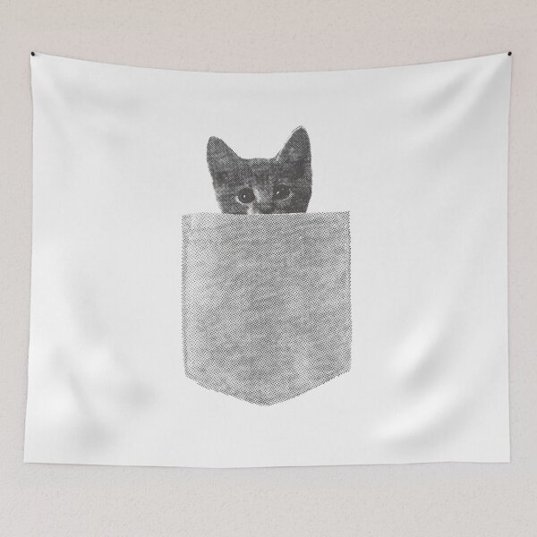 Item preview, Vintage Halftone Peeking Pocket Cat - Dark Grunge Aesthetic designed and sold by Shopeon Designs.
