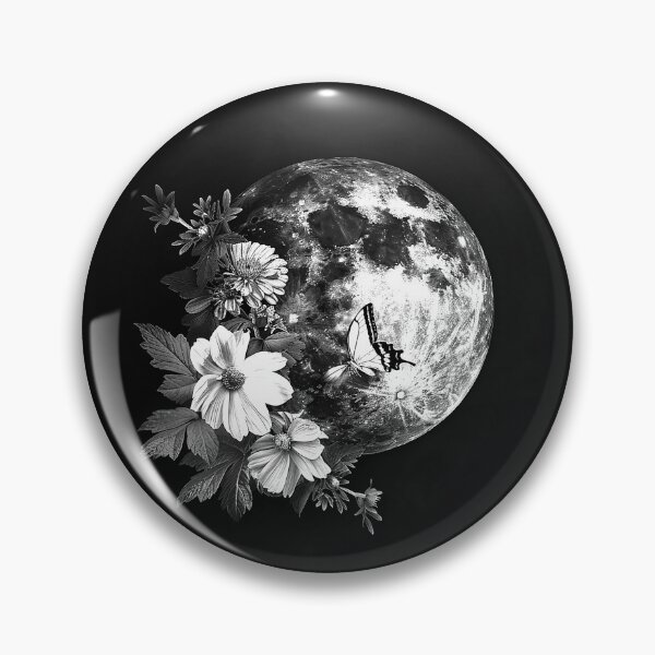 Item preview, Floral Moon with Butterfly Celestial Botanical Gothic Art designed and sold by inkoutninja.