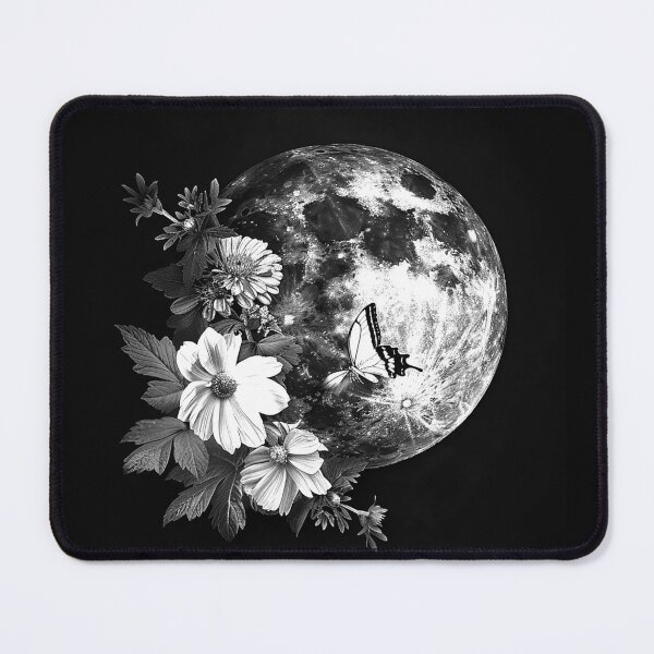Item preview, Floral Moon with Butterfly Celestial Botanical Gothic Art designed and sold by inkoutninja.