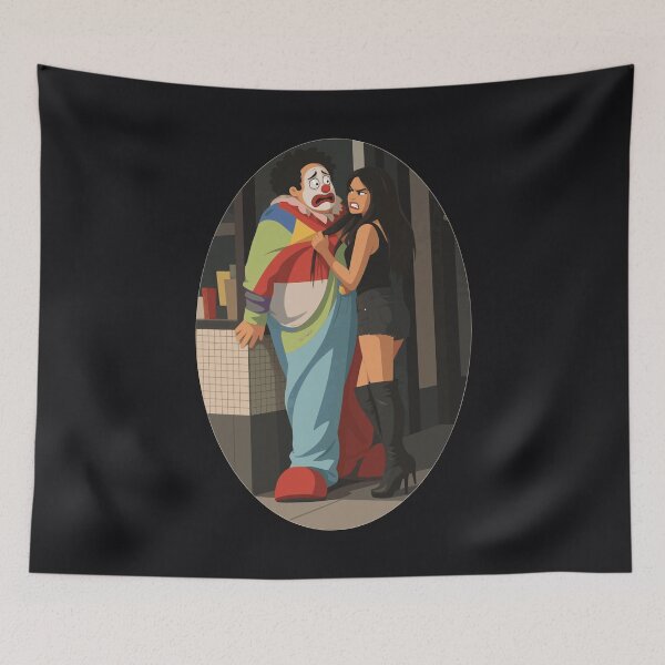 Item preview, Angry Girlfriend Yelling at Scared Clown – Comedy Couple Pop Art designed and sold by KungPowUnicorn.