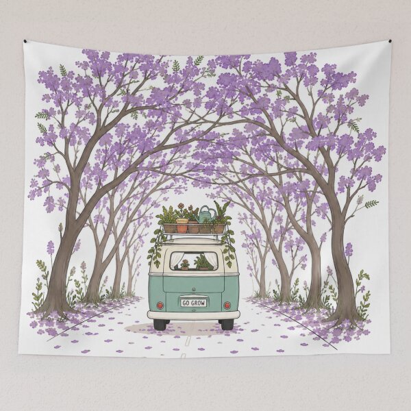 Item preview, Jacaranda Season Australia Go Grow Van Spring Travel Brisbane Sydney designed and sold by Yellowriversss.