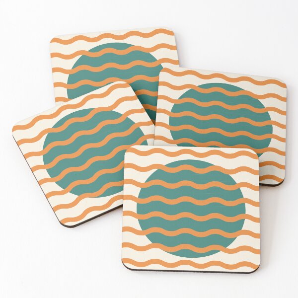 Item preview, Retro Wavy Pattern Vintage Teal & Burnt Honey Groovy Abstract Design designed and sold by nineFlorals.