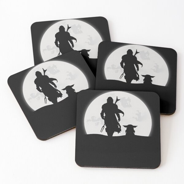 Item preview, Helmeted Bounty Hunter And Small Creature Silhouette In Front Of Full Moon designed and sold by HiDaKi.