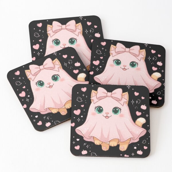 Item preview, Cute Pink Ghost Cat Halloween Kawaii Spooky Season Kitty designed and sold by Moody Vibes Studio.