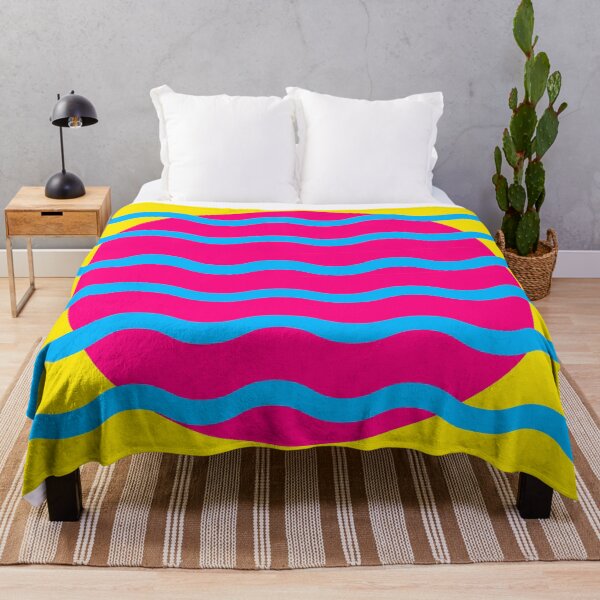 Item preview, Mid Century Modern Wavy Sun Throw Pillow in Vaporwave Night designed and sold by nineFlorals.