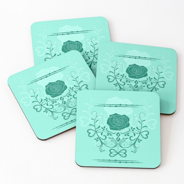 Item preview, Rose ornament, azure, sea-blue designed and sold by RedPoppyStudio.