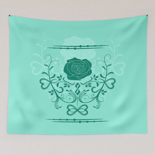 Item preview, Rose ornament, azure, sea-blue designed and sold by RedPoppyStudio.