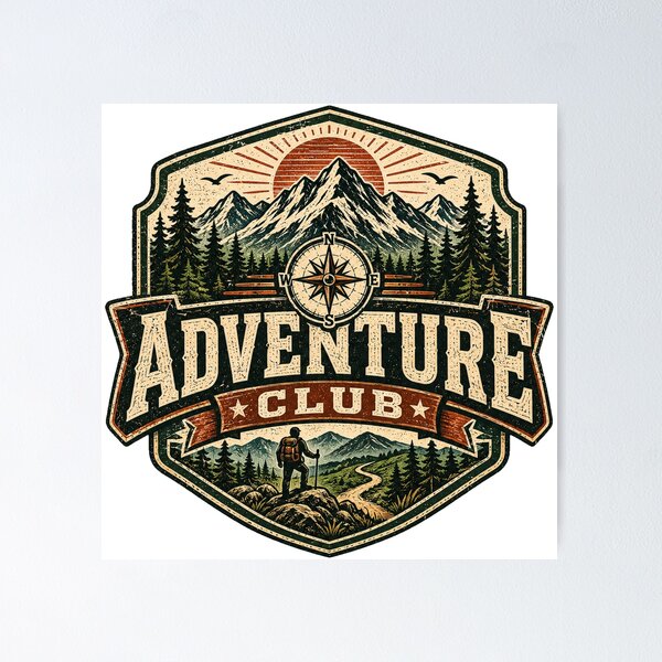 Item preview, Adventure Club Mountain Hiking Vintage Outdoor Explorer Design designed and sold by RobertArt08.