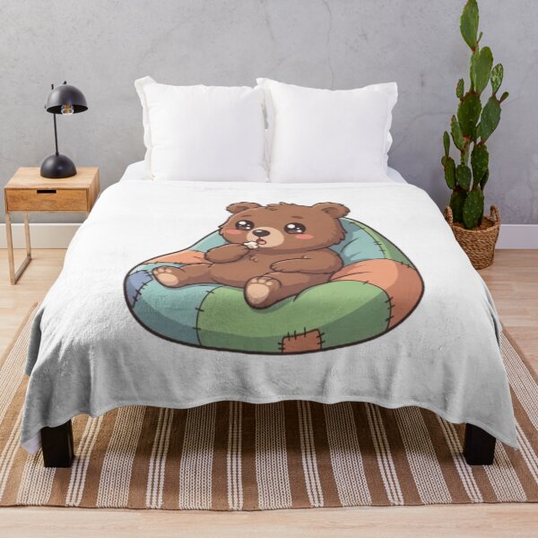 Item preview, Cute Bear In Beanbag Eating Popcorn designed and sold by Ella_Sketch.