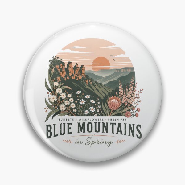 Item preview, Blue Mountains in Spring Australia Three Sisters Wildflower Sunset Travel  designed and sold by Yellowriversss.