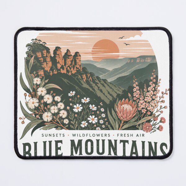 Item preview, Blue Mountains in Spring Australia Three Sisters Wildflower Sunset Travel designed and sold by Yellowriversss.