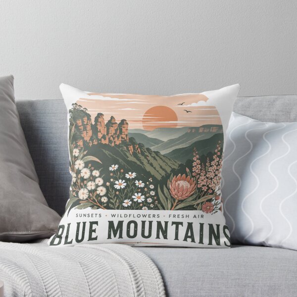 Item preview, Blue Mountains in Spring Australia Three Sisters Wildflower Sunset Travel  designed and sold by Yellowriversss.