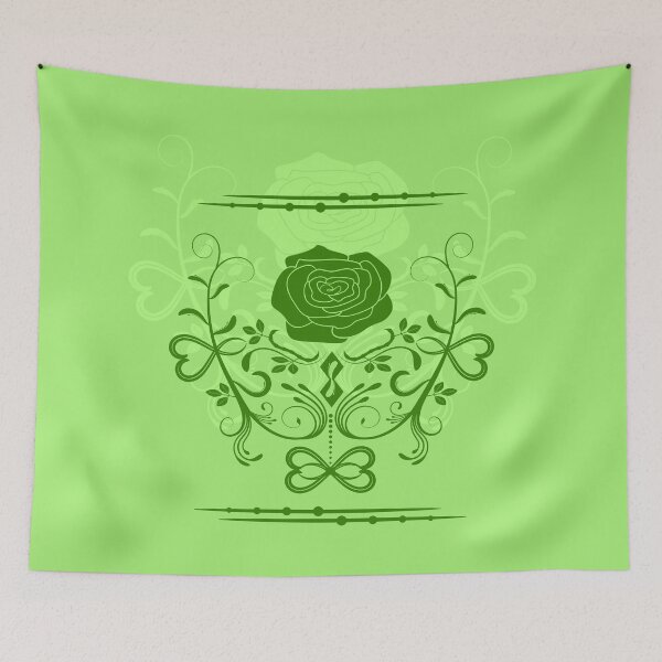 Item preview, Rose ornament, lime, green designed and sold by RedPoppyStudio.