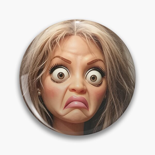 Item preview, Shocked Blonde Doll Cringe Face Funny Reaction Meme designed and sold by Devilians92.