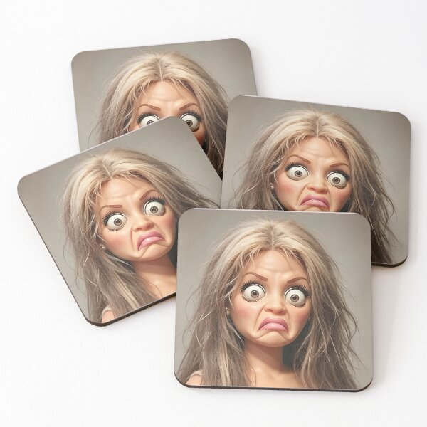 Item preview, Shocked Blonde Doll Cringe Face Funny Reaction Meme designed and sold by Devilians92.