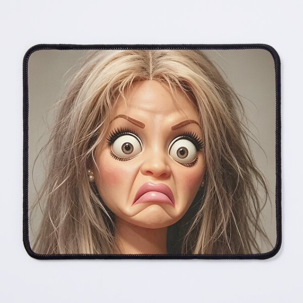 Item preview, Shocked Blonde Doll Cringe Face Funny Reaction Meme designed and sold by Devilians92.