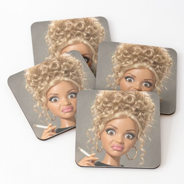 Item preview, Smoking Blonde Doll Curly Updo Cringe Face Meme designed and sold by Devilians92.