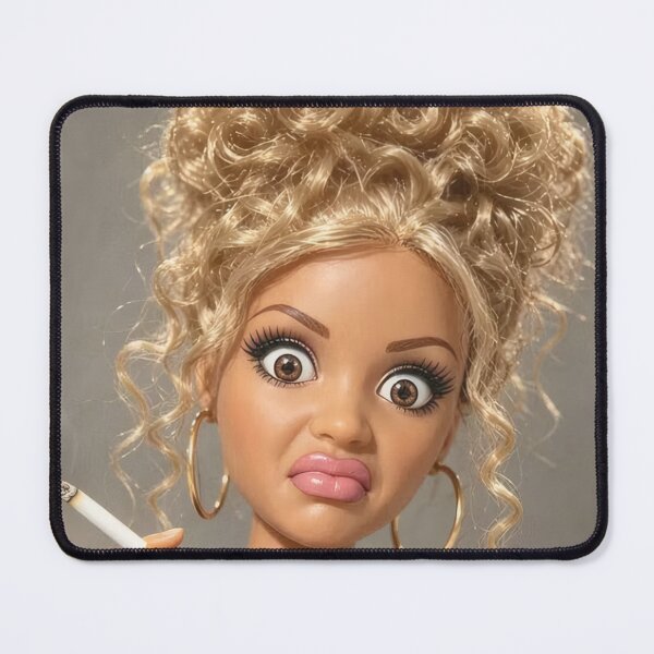 Item preview, Smoking Blonde Doll Curly Updo Cringe Face Meme designed and sold by Devilians92.