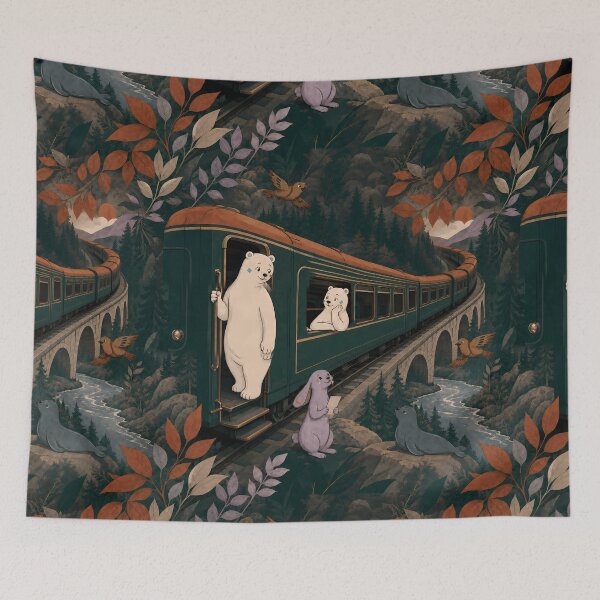 Item preview, Forest Railway Day Off – Cozy White Bear Pattern designed and sold by LazyPaw Design.