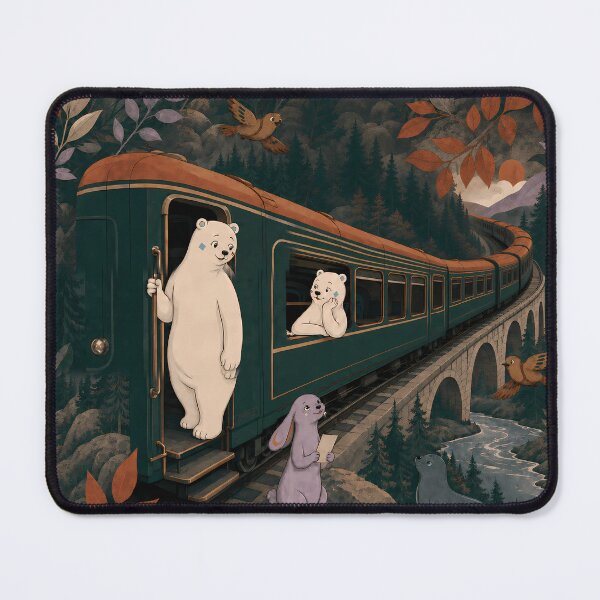 Item preview, Forest Railway Day Off – Cozy White Bear Pattern designed and sold by LazyPaw Design.
