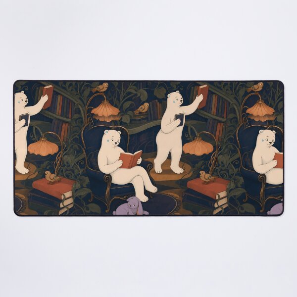 Item preview, Quiet Hours in the Library – Cozy White Bear Pattern designed and sold by LazyPaw Design.