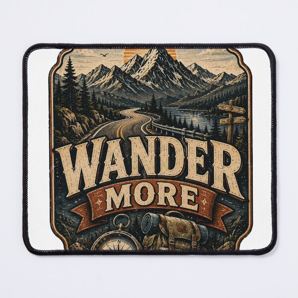 Item preview, Wander More Mountain Road Trip Vintage Outdoor Adventure Design designed and sold by RobertArt08.