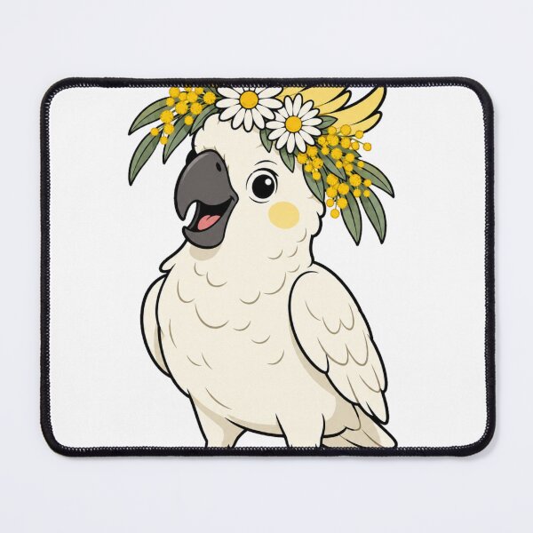 Item preview, Cute Cockatoo Spring Sulphur Crested Cockatoo Wattle Flower Crown designed and sold by Yellowriversss.