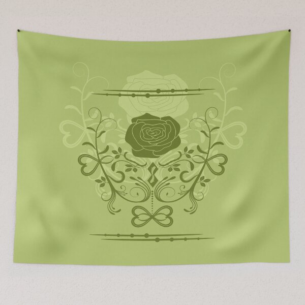 Aperçu de l'œuvre Ornement en forme de rose, olive, vert créée et vendue par RedPoppyStudio.