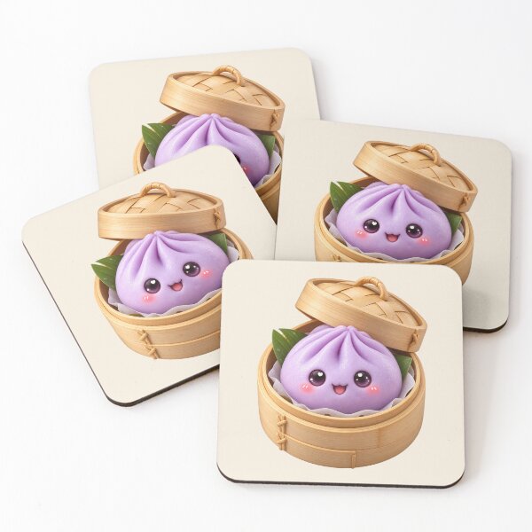 Item preview, Cute Purple Dumpling Bao Bun in Bamboo Steamer | Kawaii Asian Food designed and sold by Moons Studio.