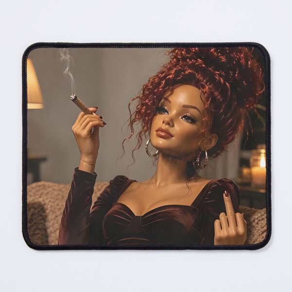 Item preview, Classy Smoking Redhead Doll Middle Finger Unbothered Meme designed and sold by Devilians92.