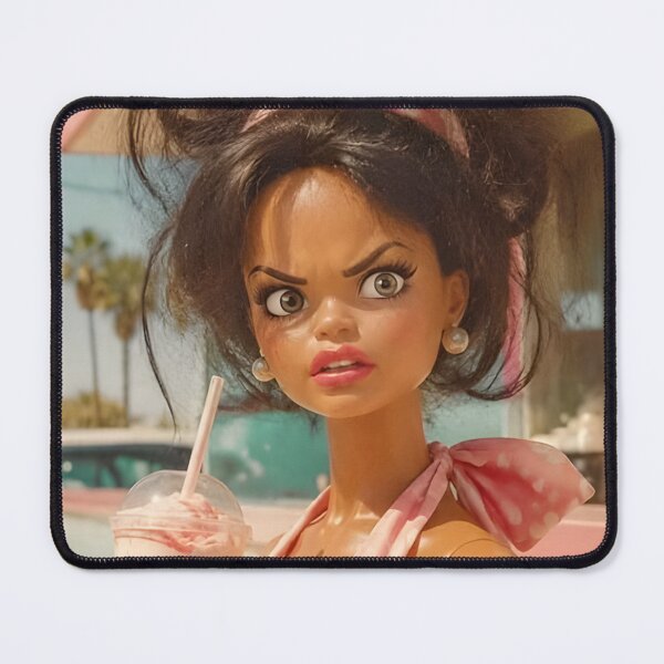 Item preview, Shocked Milkshake Brunette Doll Pink Diner Funny Meme designed and sold by Devilians92.