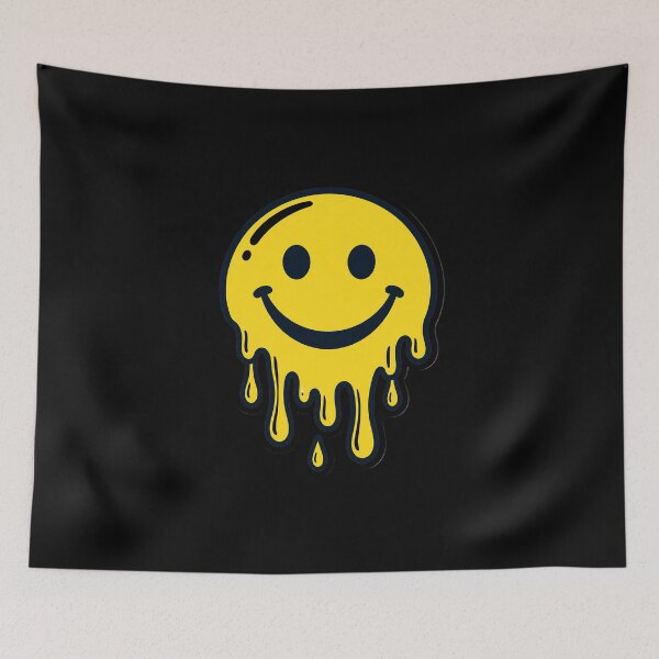 Item preview, Drippy Melting Smiley Face Sticker Design — Dark Edition designed and sold by TheOddPrints.