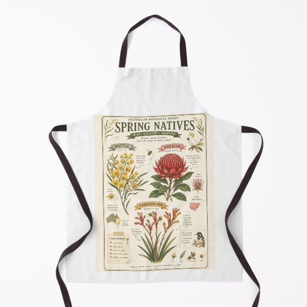 Item preview, Australian Spring Natives Botanical Chart Wattle Waratah Kangaroo Paw Native Flowers designed and sold by Yellowriversss.