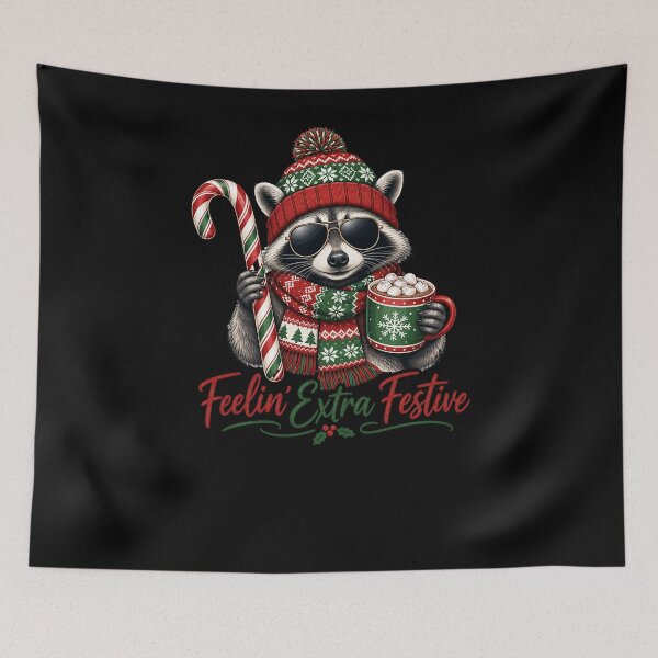 Item preview, Feelin Extra Festive Christmas Raccoon Candy Cane Cocoa Comfort Colors  For Men Women Music designed and sold by AndyMcGuire.