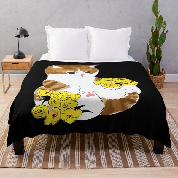 Item preview, Cute Kitten with Yellow Flowers Watercolor Art designed and sold by GiaoCalonas.